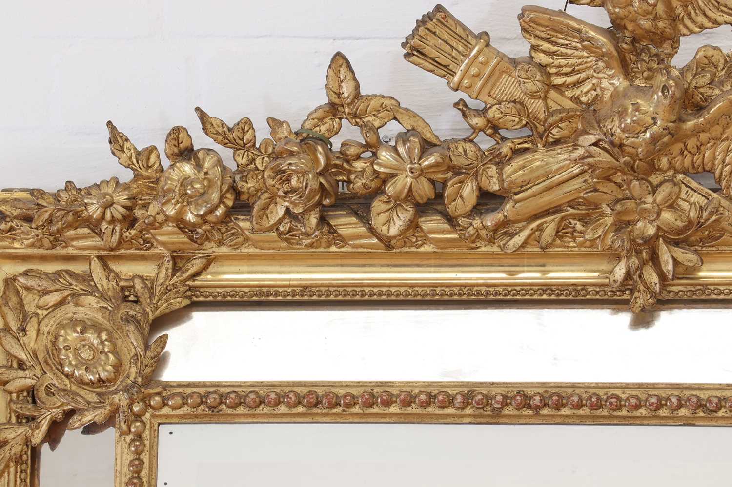 A Louis XVI-style giltwood and gesso overmantel mirror, - Image 4 of 24