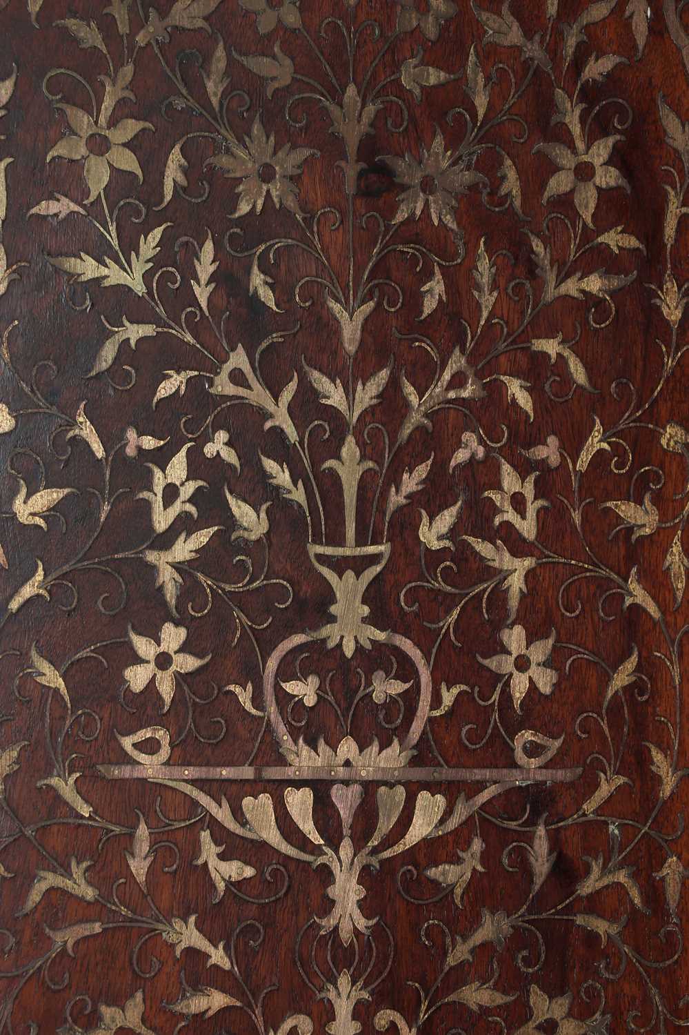 An inlaid teak folding screen, - Image 6 of 10