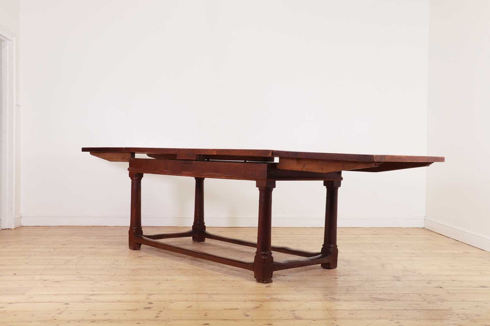 An oak draw-leaf refectory table, - Image 6 of 11