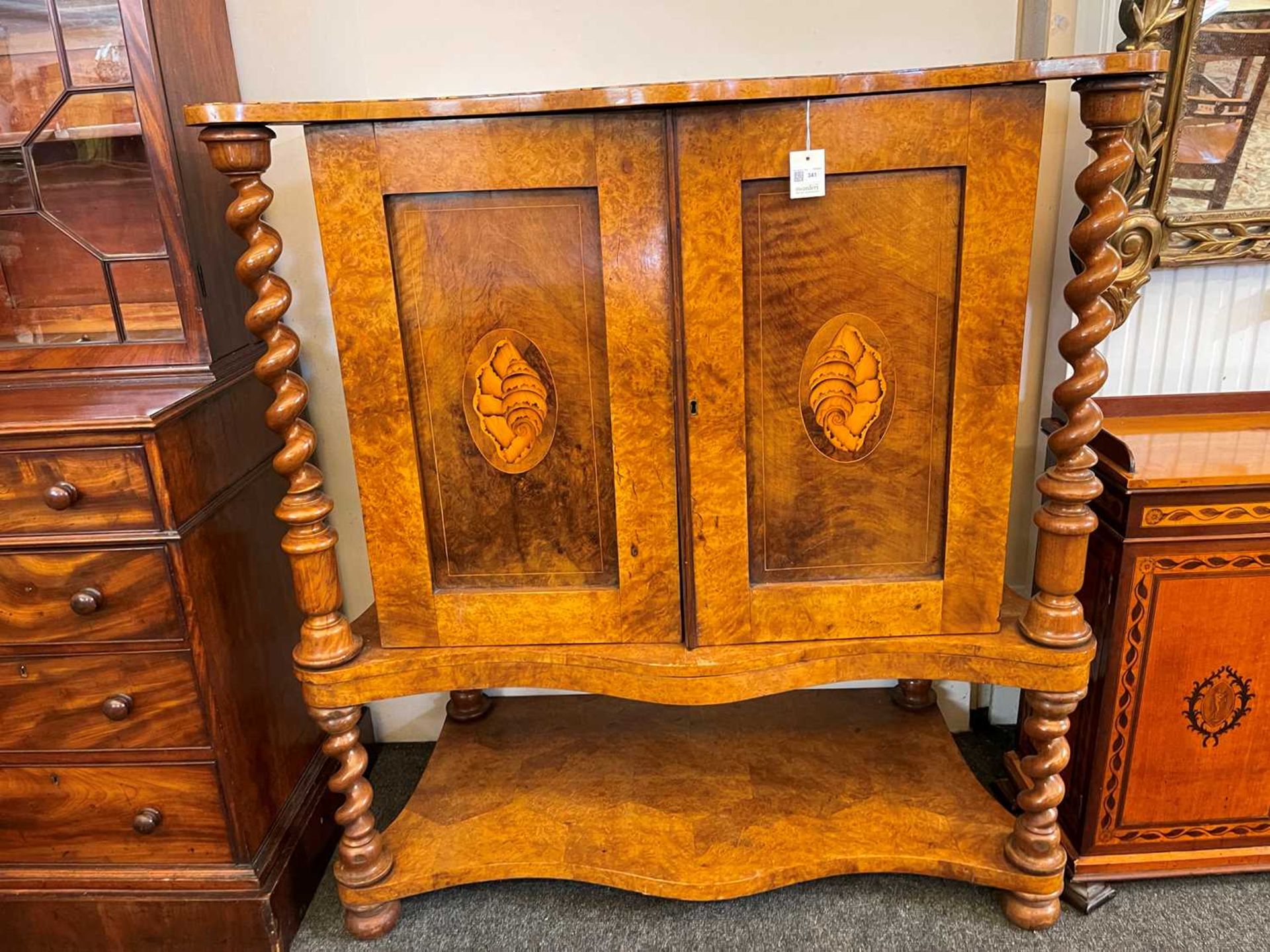 An oyster-veneered laburnum, maple and walnut collector's cabinet, - Image 28 of 33