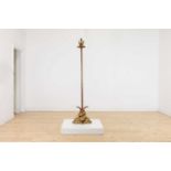 A gilt-brass floor lamp,
