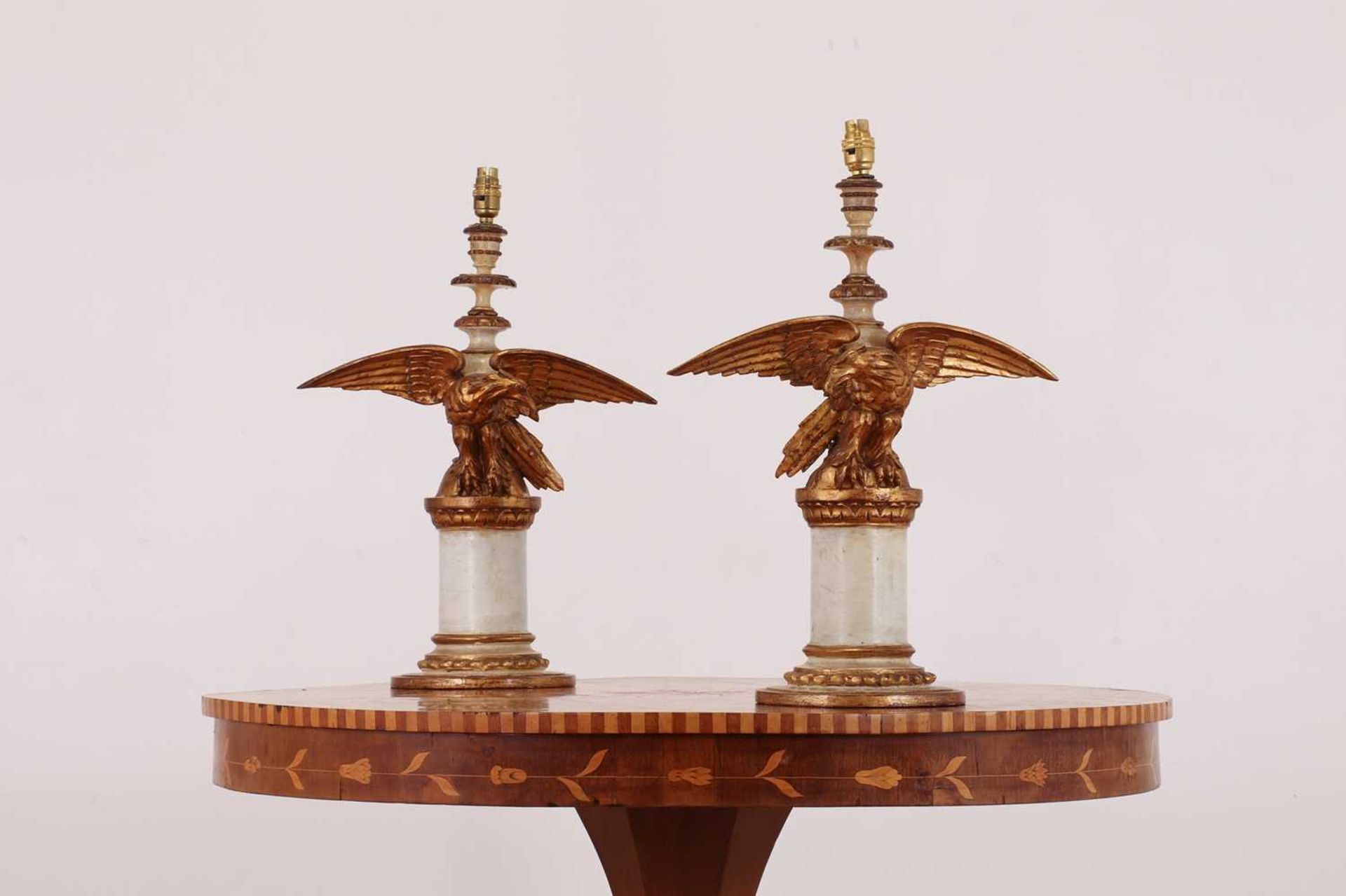A pair of painted and giltwood table lamps, - Image 5 of 6