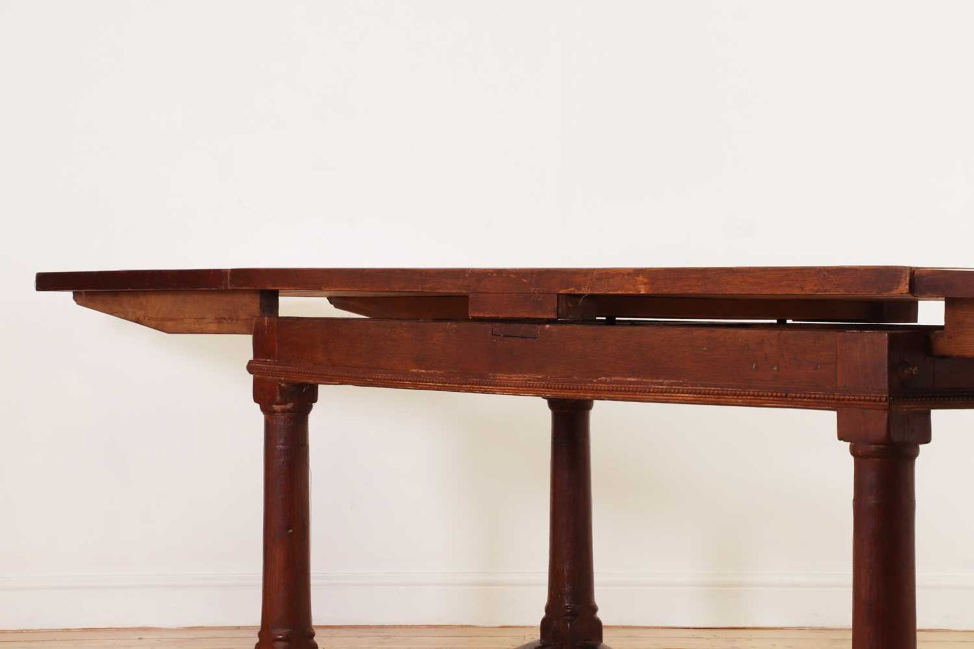 An oak draw-leaf refectory table, - Image 7 of 11