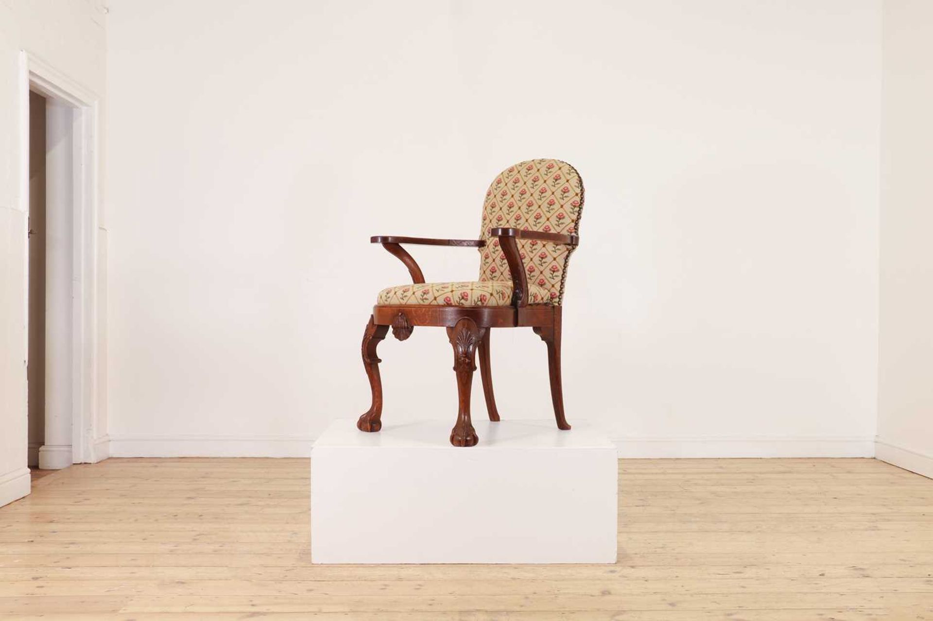 An oak and beech open armchair, - Image 3 of 7