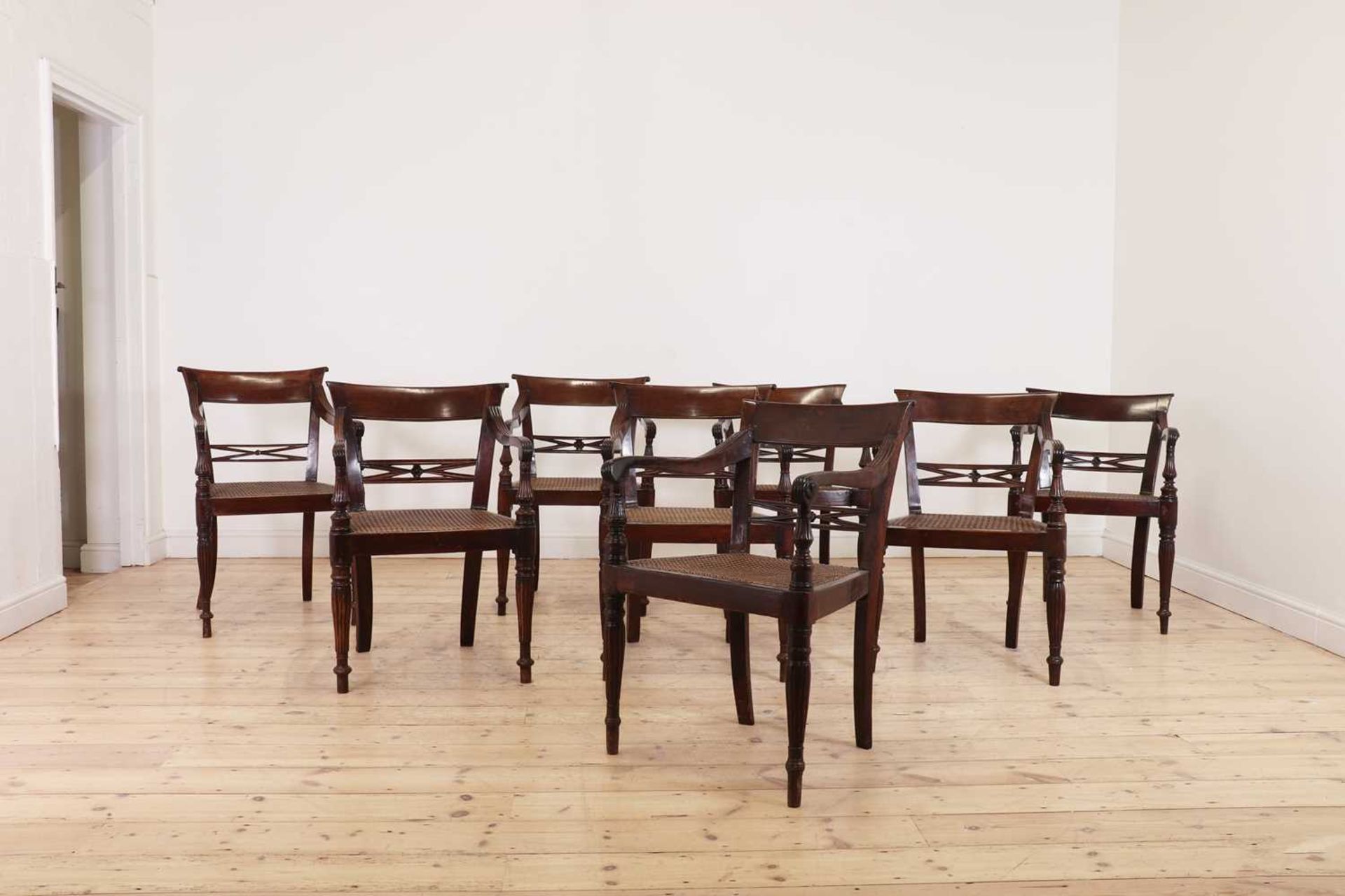 A set of eight hardwood dining chairs, - Image 8 of 48