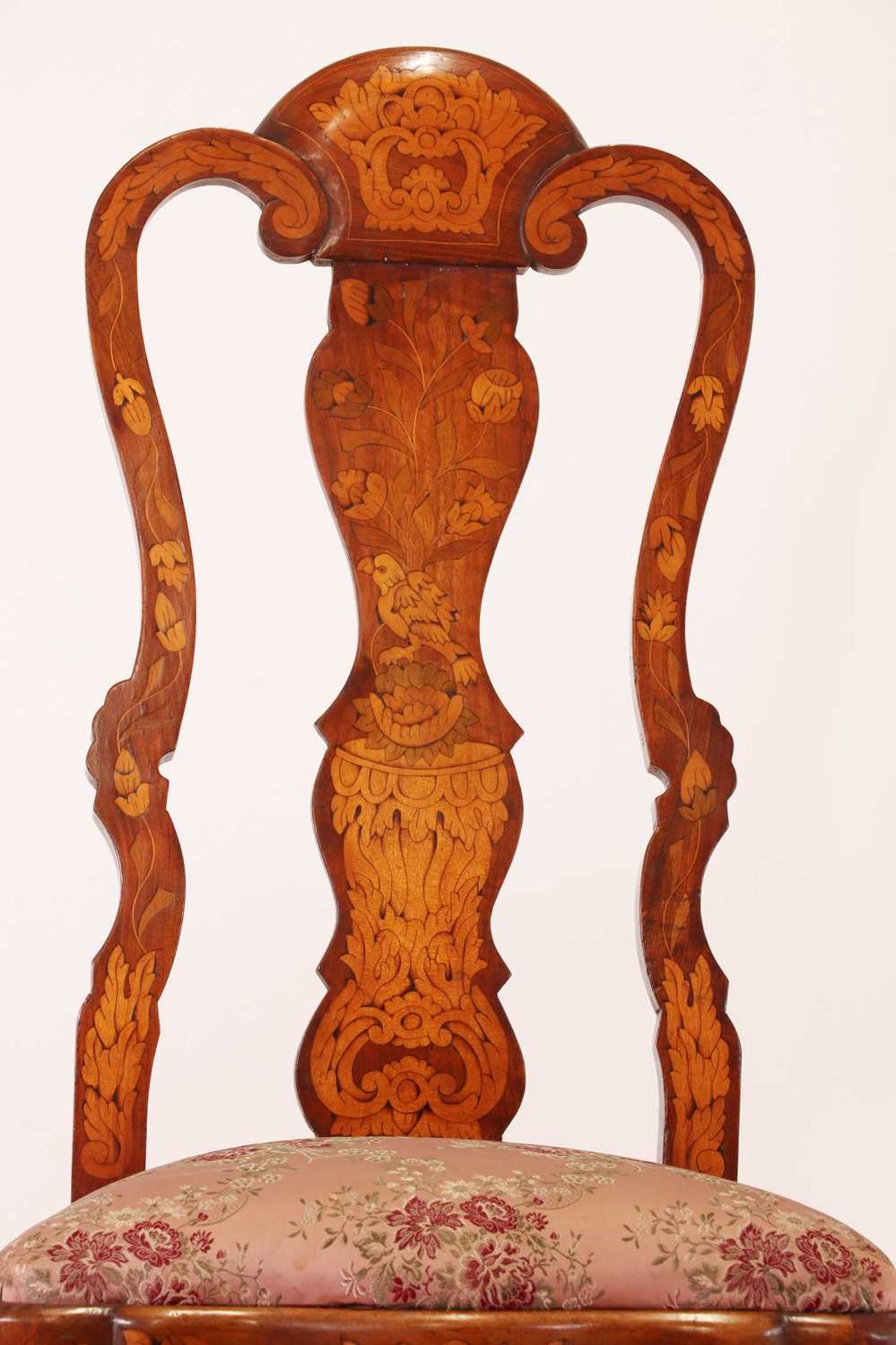 A pair of walnut and marquetry side chairs, - Image 5 of 5