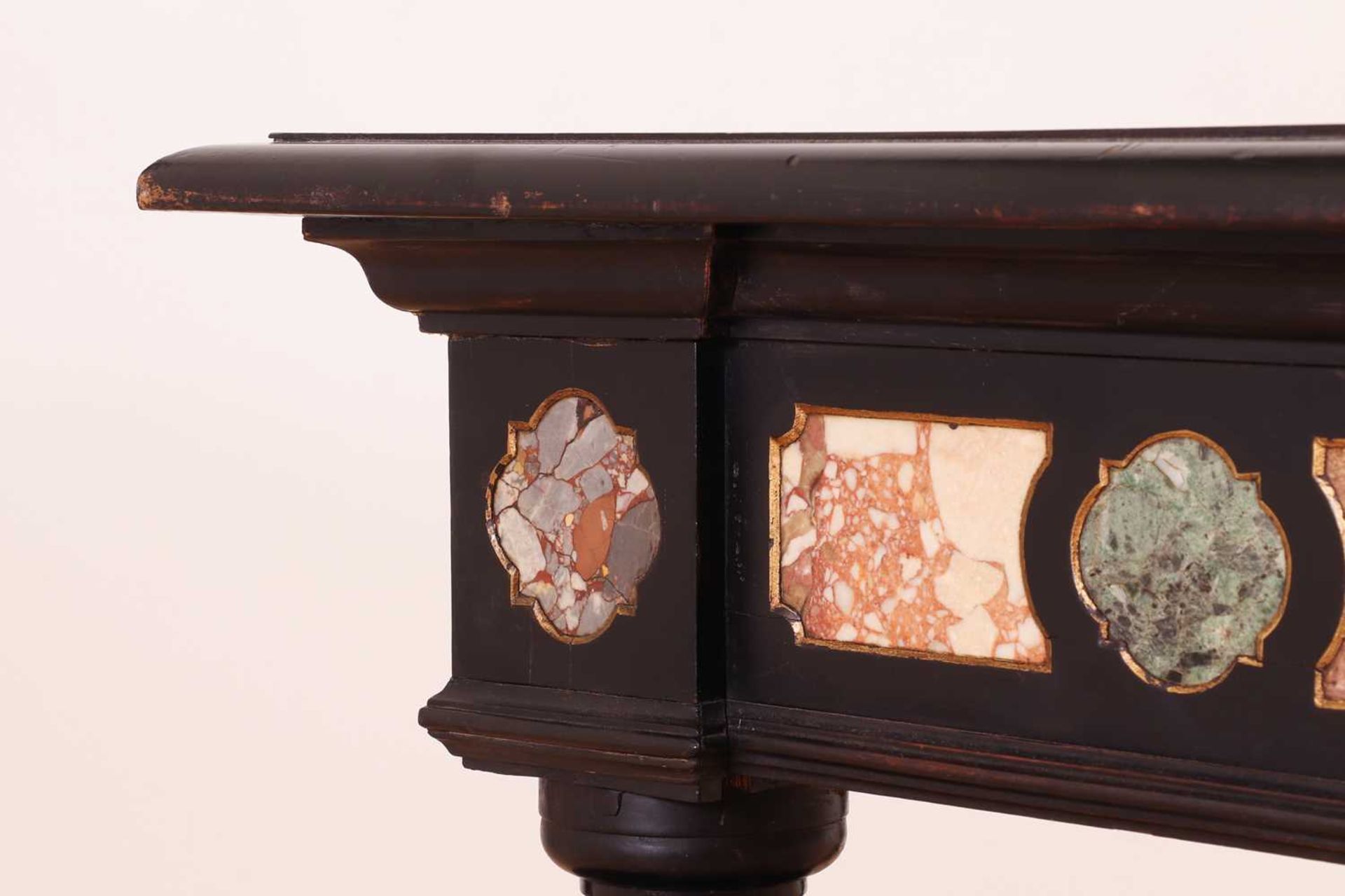 An ebonised, specimen and parcel-gilt console table, - Image 11 of 19