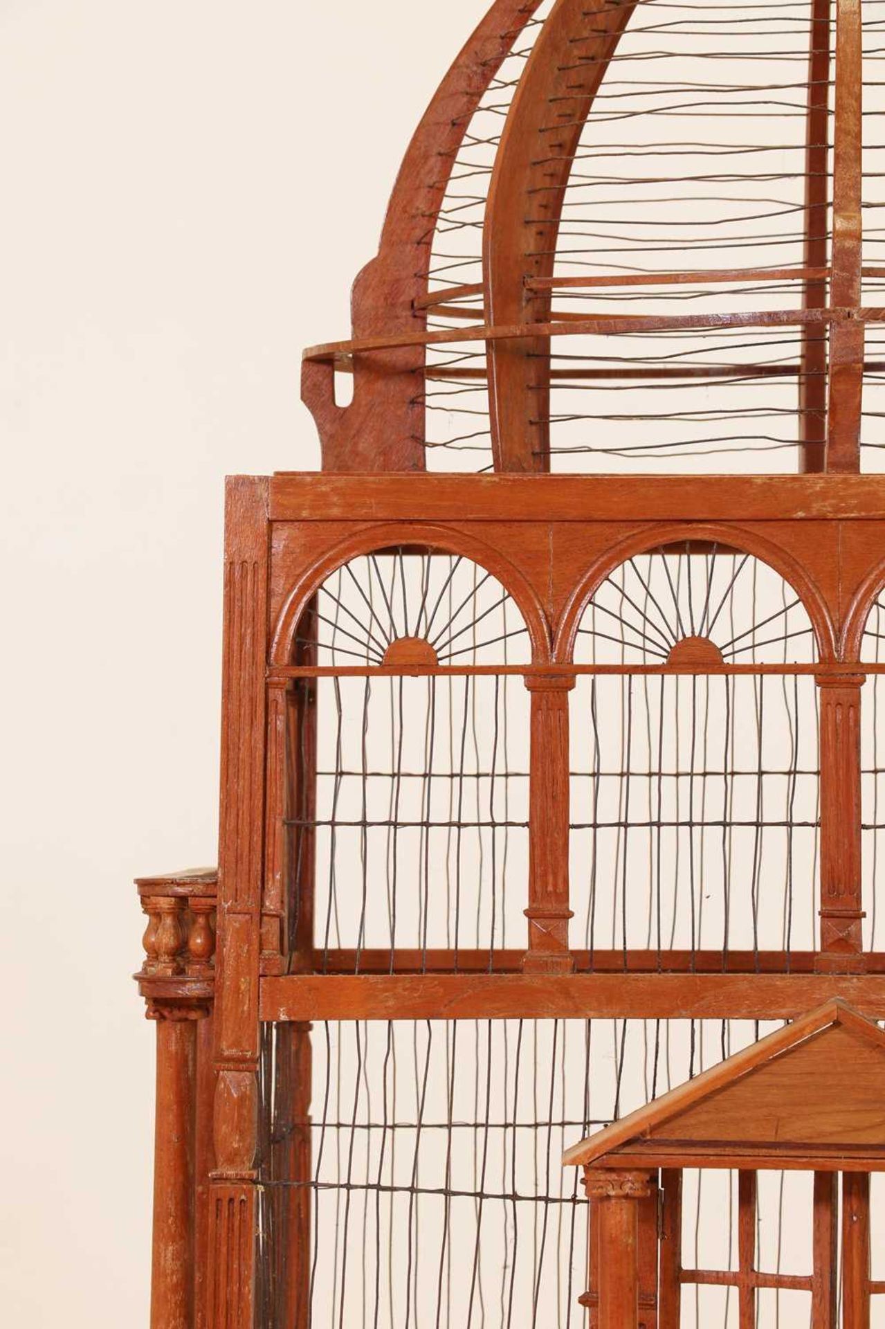 A large-scale hardwood birdcage, - Image 9 of 9