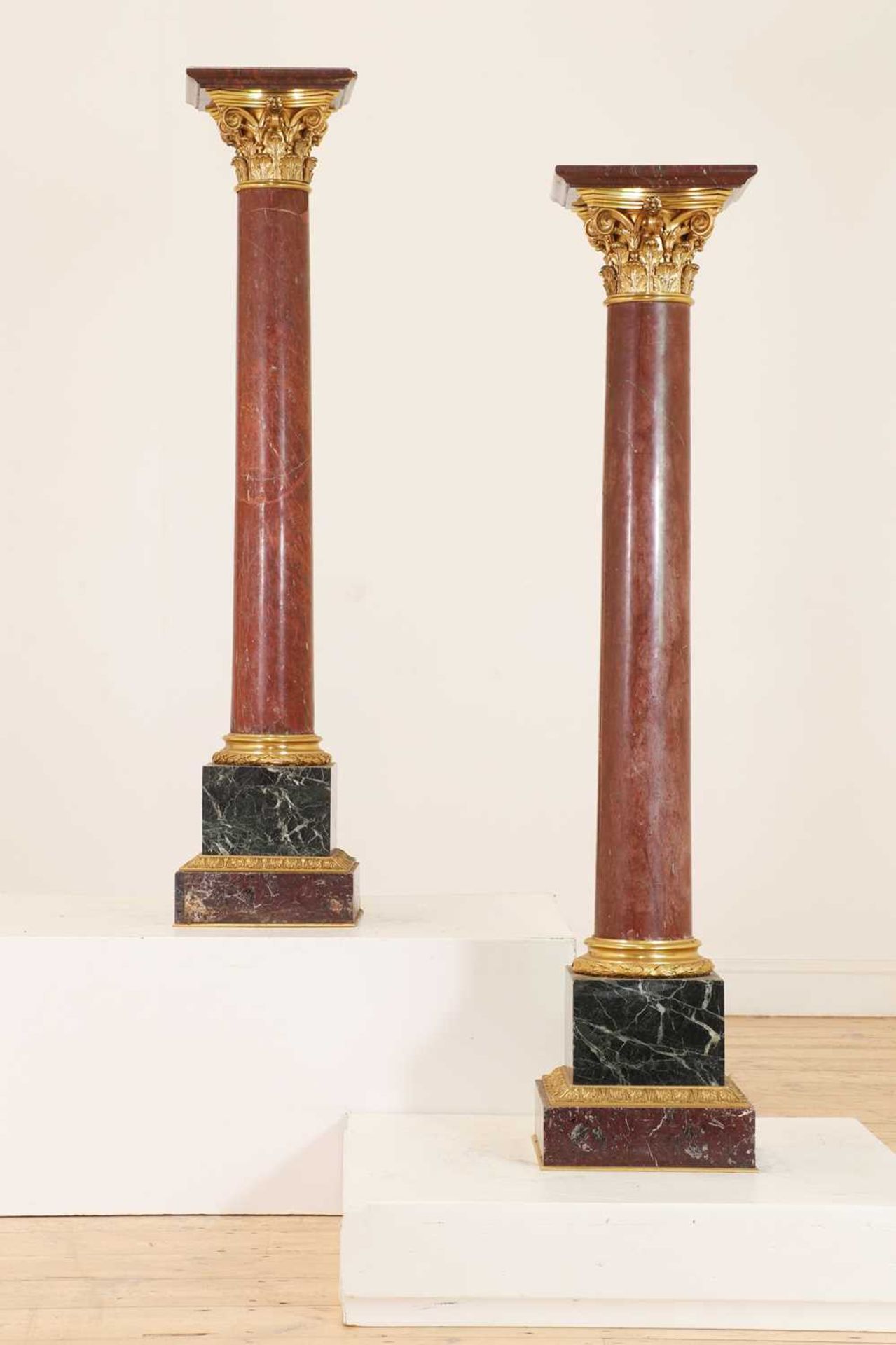 A pair of rouge marble pedestals, - Image 3 of 7