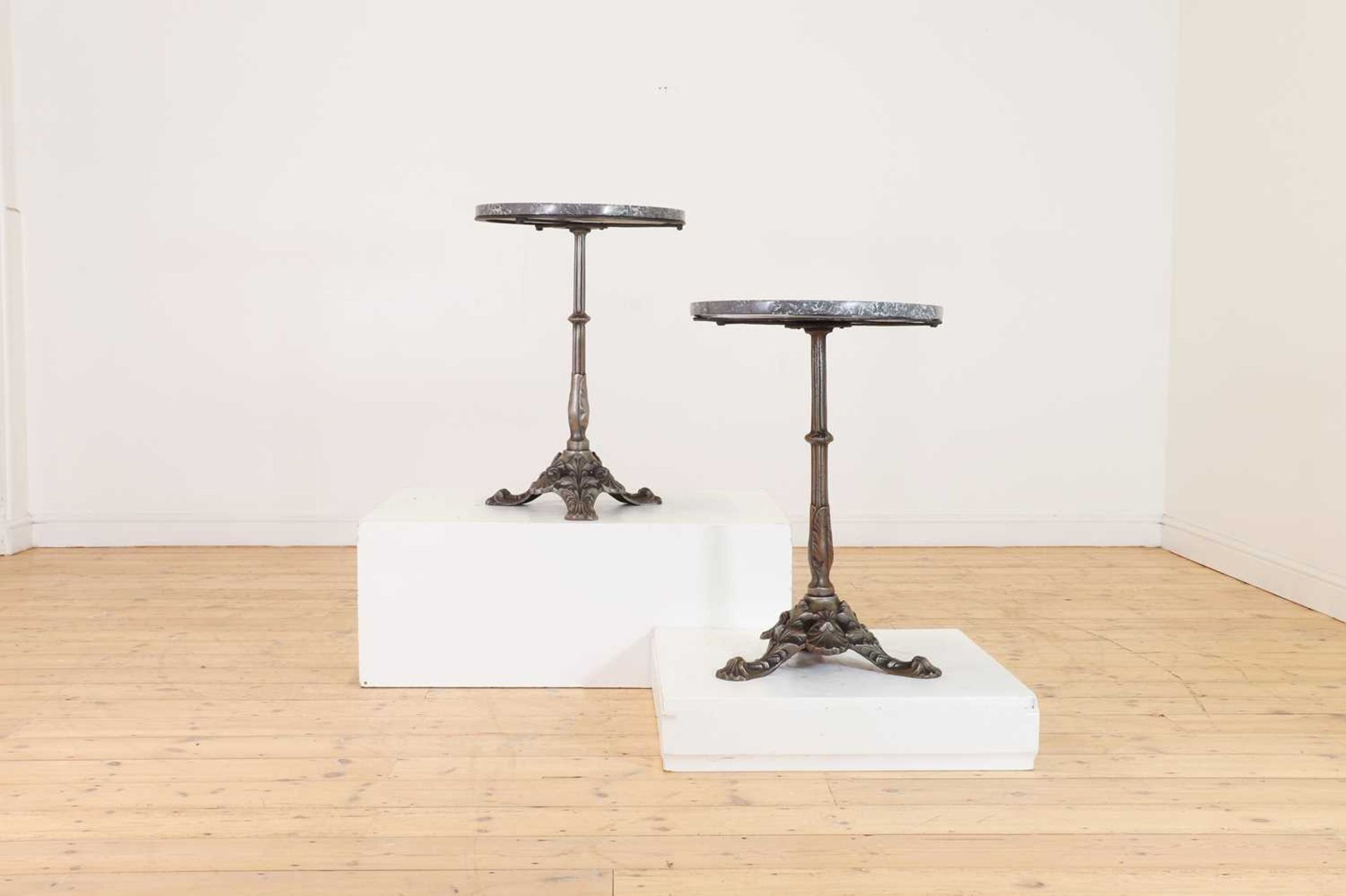 A pair of marble and polished cast iron bistro tables, - Image 7 of 8