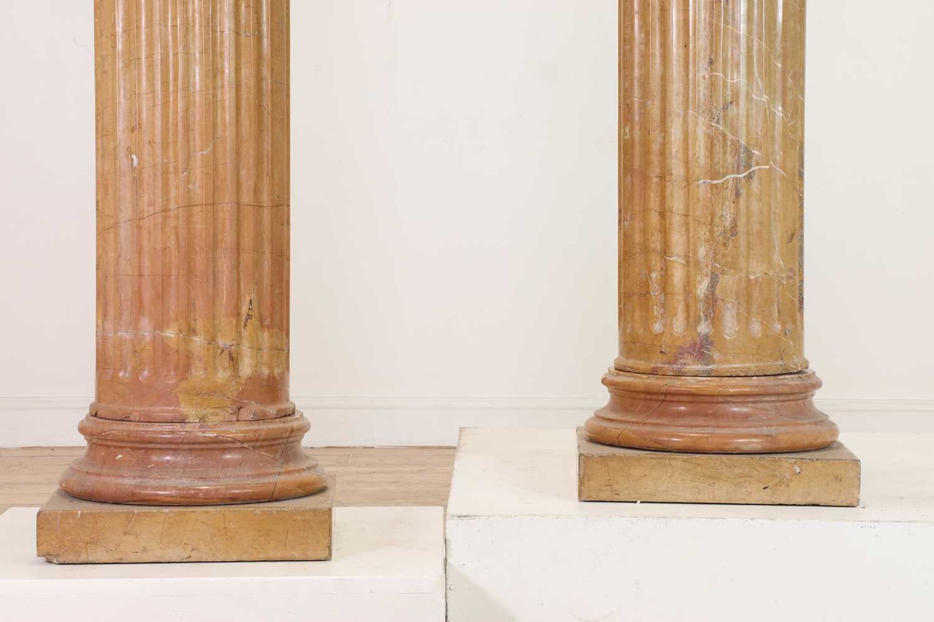 A pair of Siena-marble fluted columns, - Image 6 of 6