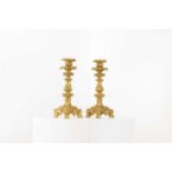 A pair of gilt-bronze candlesticks,