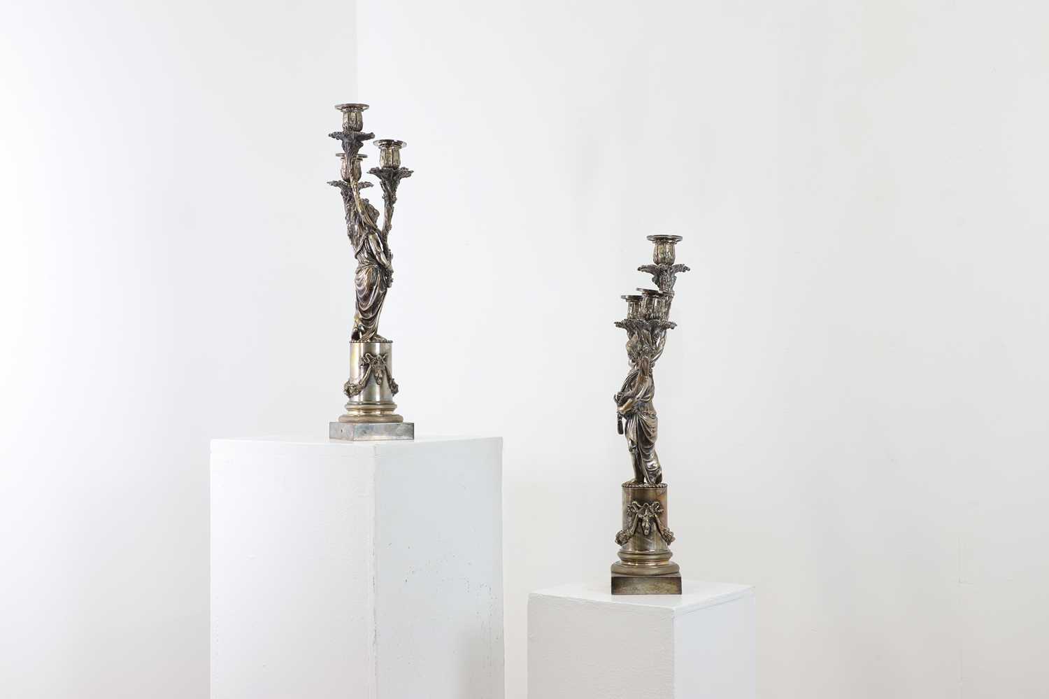 A pair of Louis XVI-style silver-plated candelabra, - Image 6 of 9