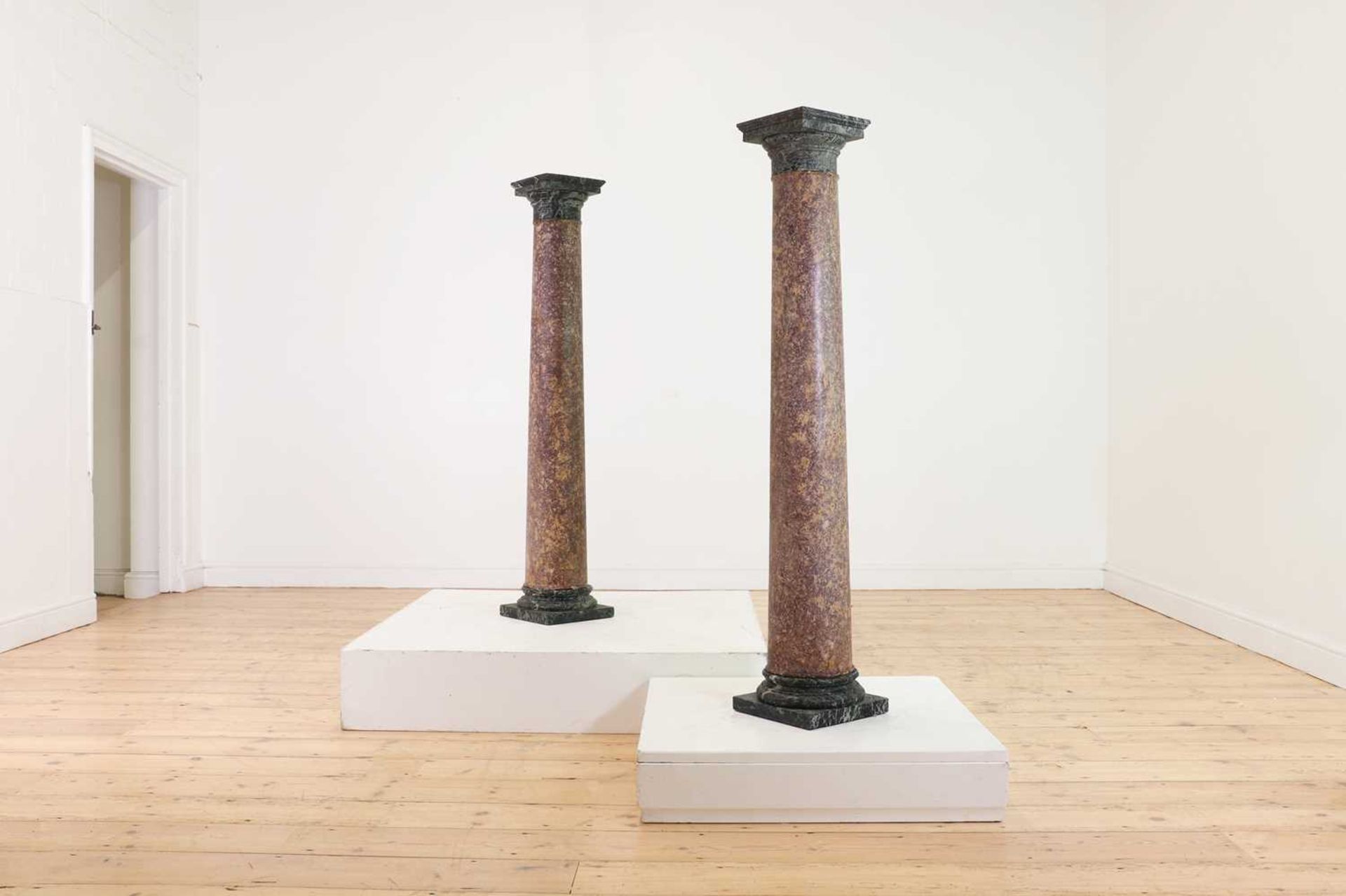 A pair of Brocatelle marble Tuscan columns, - Image 4 of 4