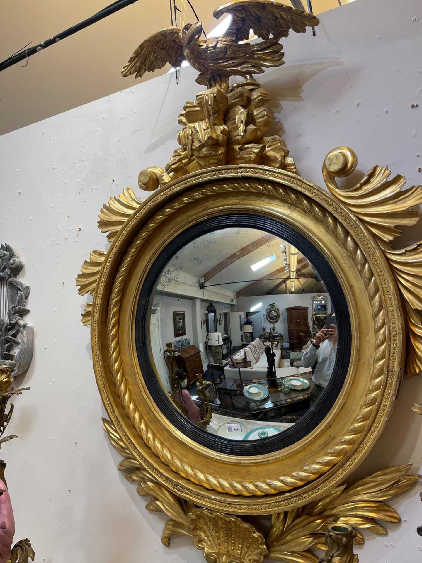 A Regency carved giltwood convex mirror, - Image 15 of 17