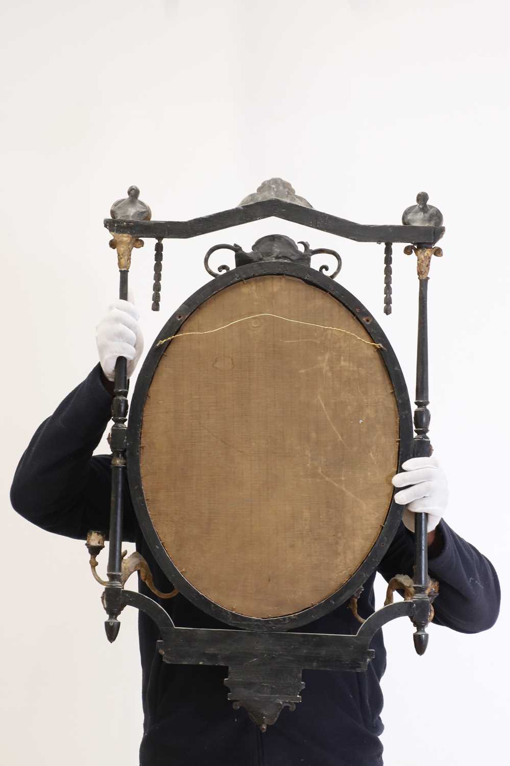 An ebonised and gilt girandole wall mirror, - Image 3 of 7