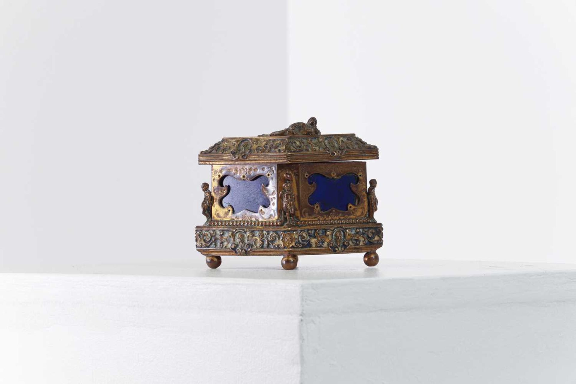 A lapis lazuli and gilt-metal box,