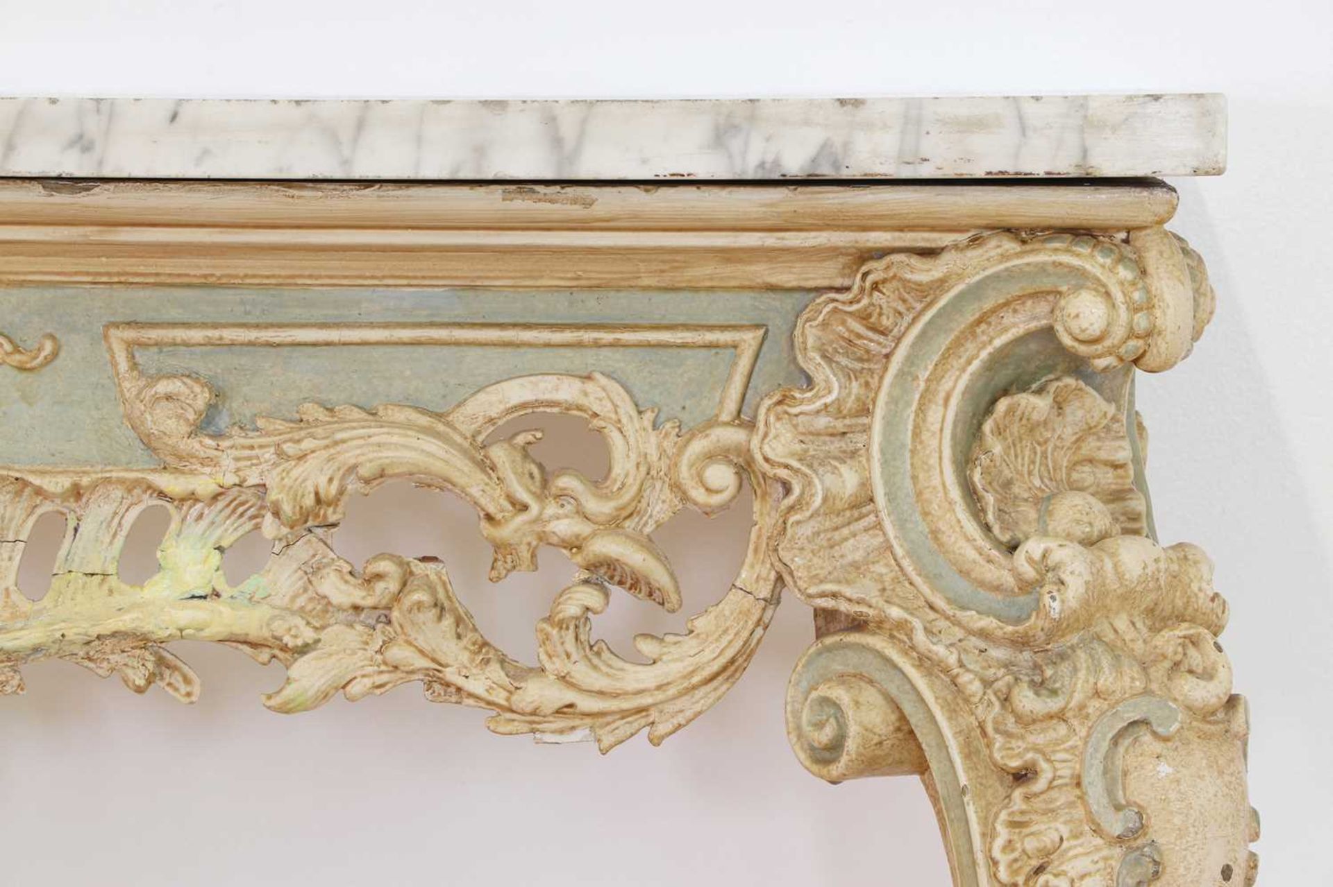 A carved and painted pine console table, - Image 2 of 10