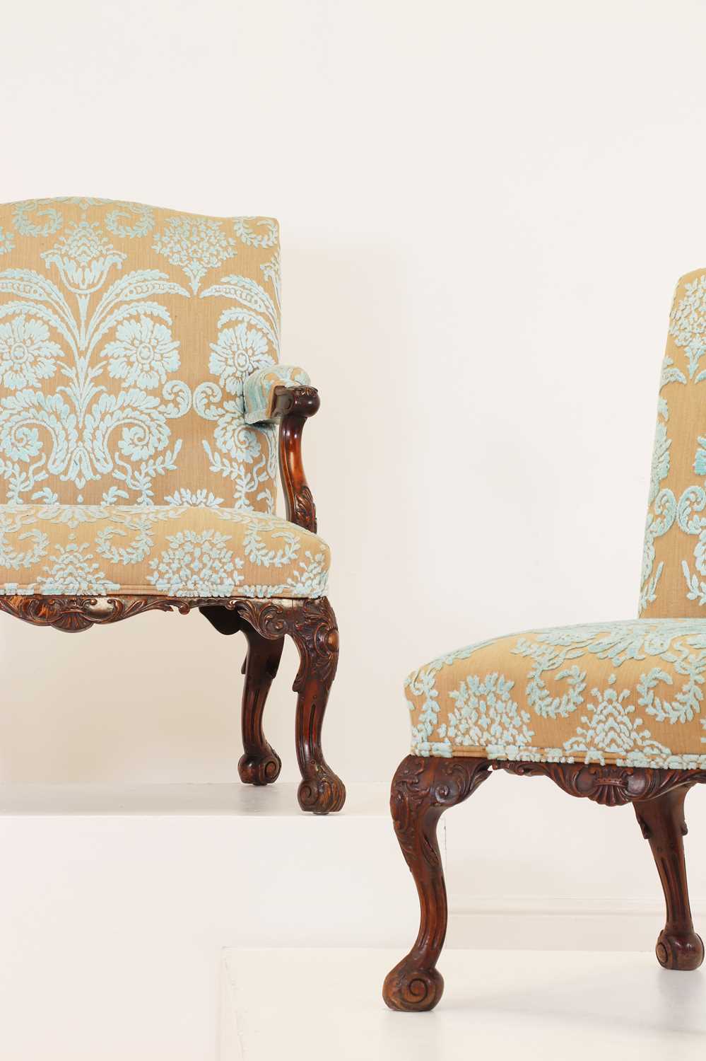 A Gainsborough-style mahogany library chair, - Image 3 of 8