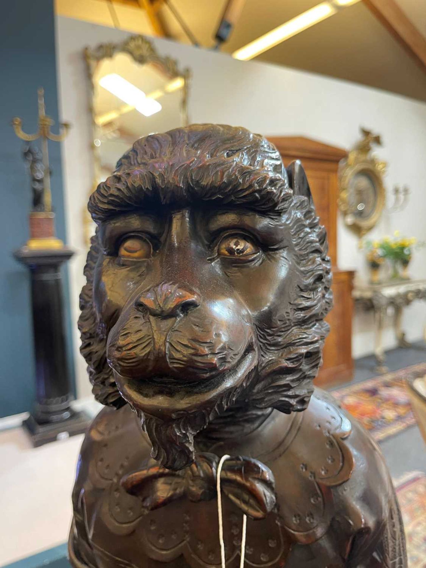 A pair of large carved walnut monkey waiters - Image 23 of 48