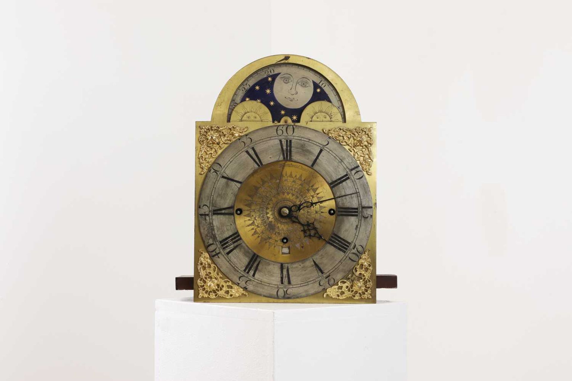 A musical longcase clock dial and movement,