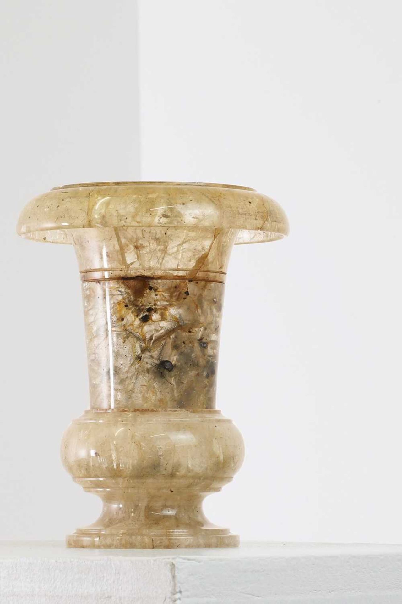 A fluorspar campana urn,