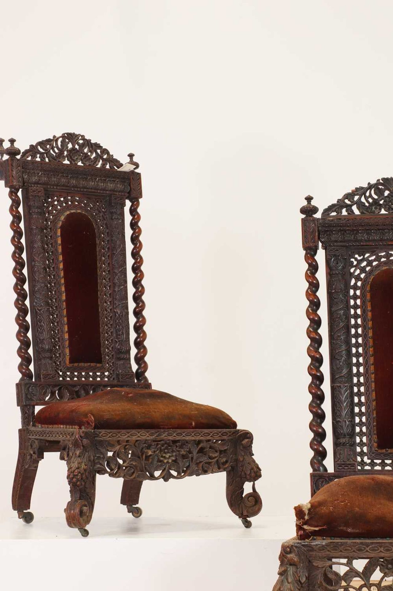 A near pair of carved rosewood occasional chairs, - Image 3 of 21