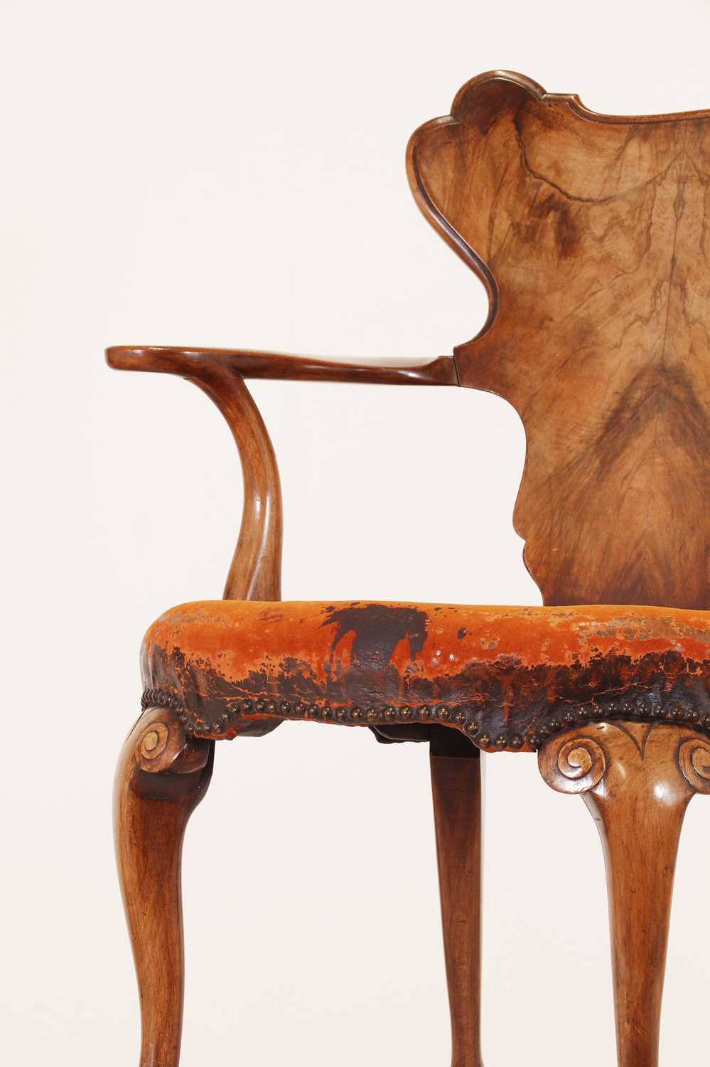 A Queen Anne-style walnut elbow chair in the manner of Gillows, - Image 6 of 7