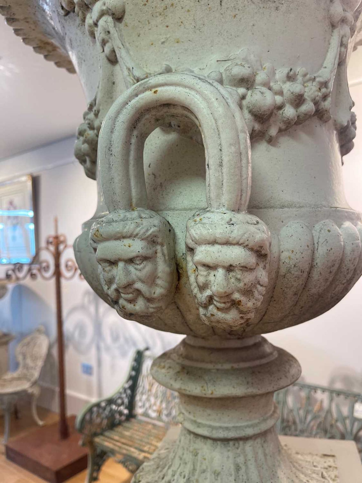 A set of four Victorian painted cast iron campana urns, - Bild 25 aus 25