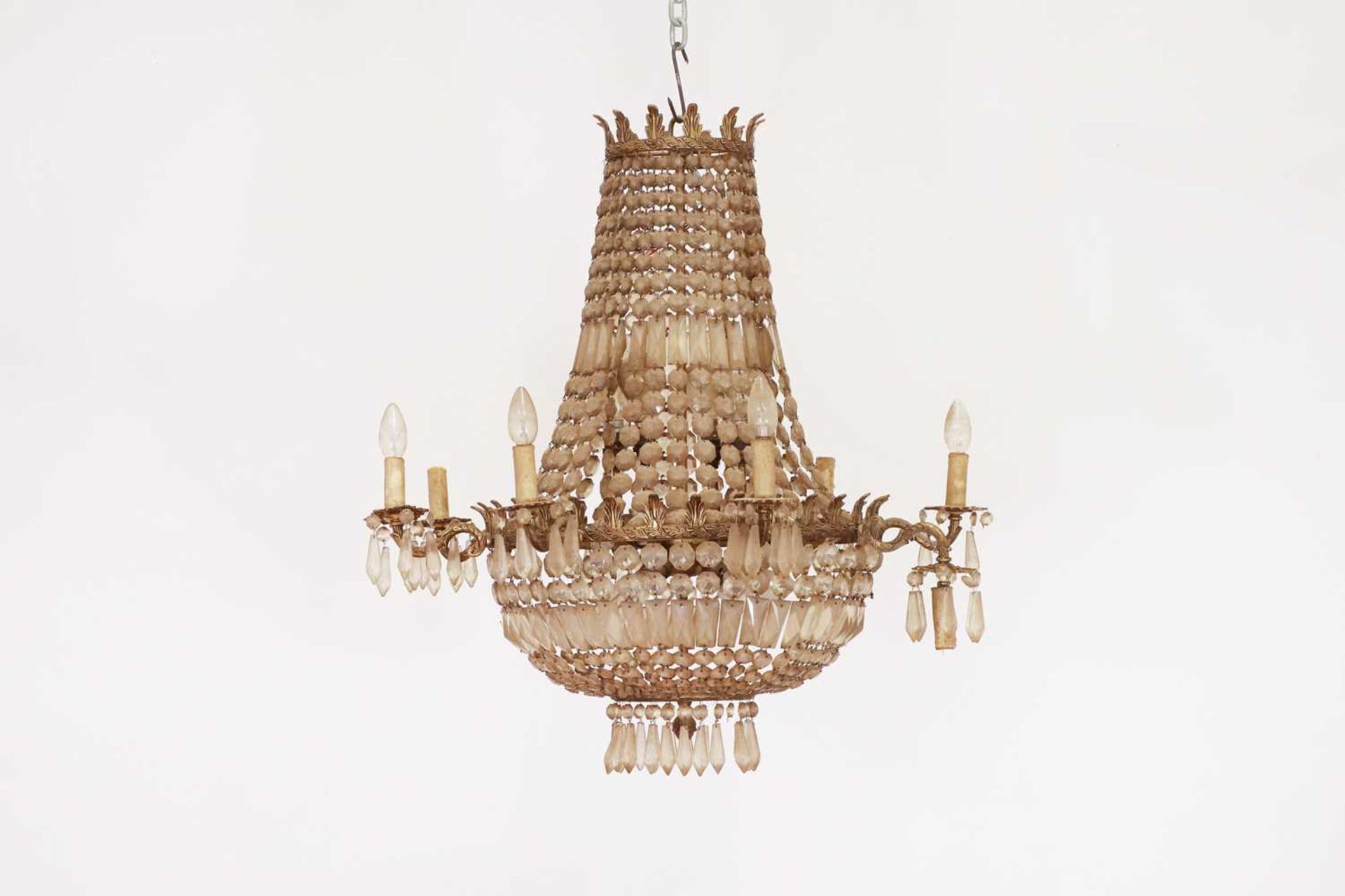 A cut-glass and gilt-metal chandelier,