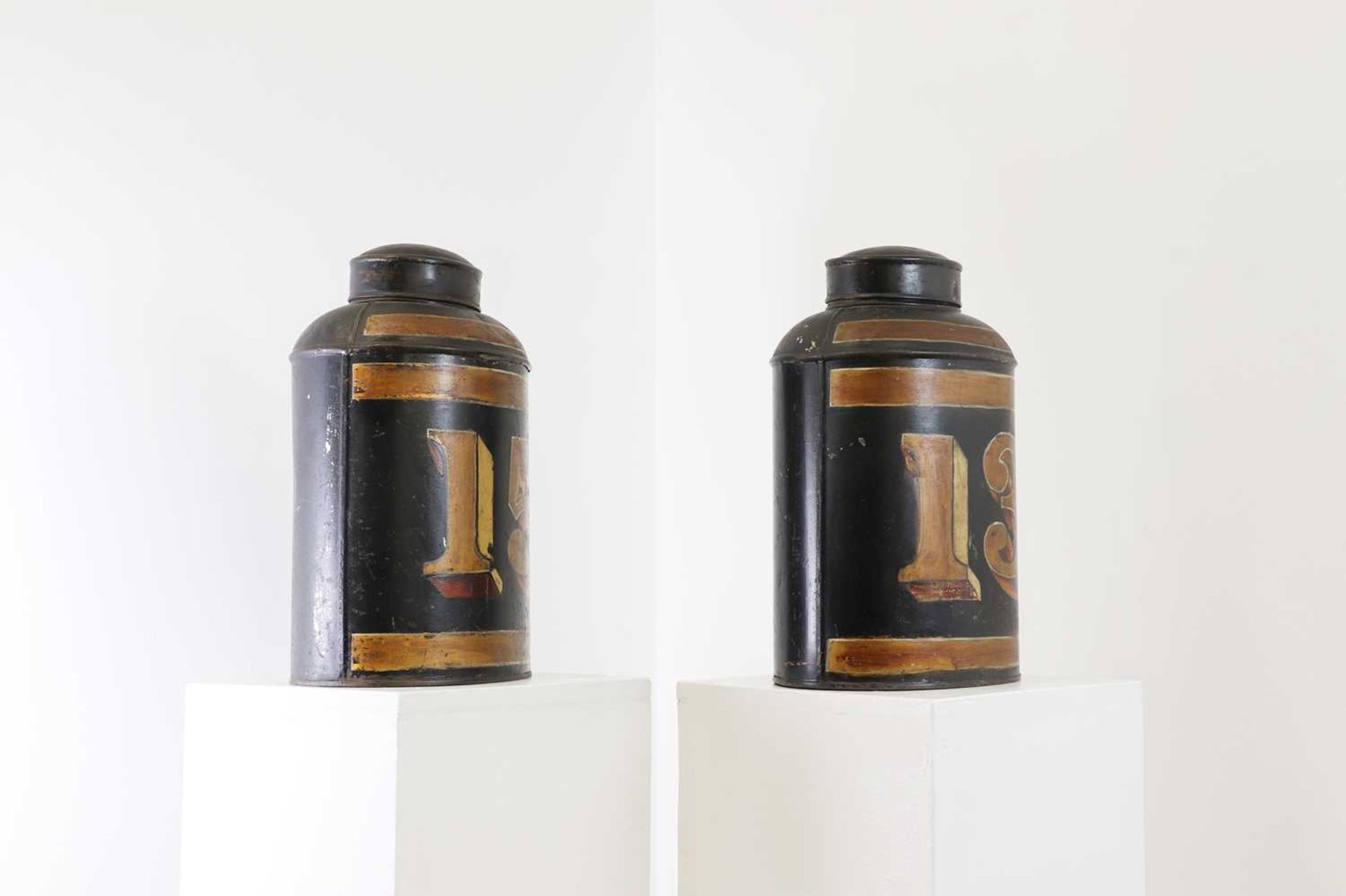 A pair of toleware tea canisters, - Image 3 of 4