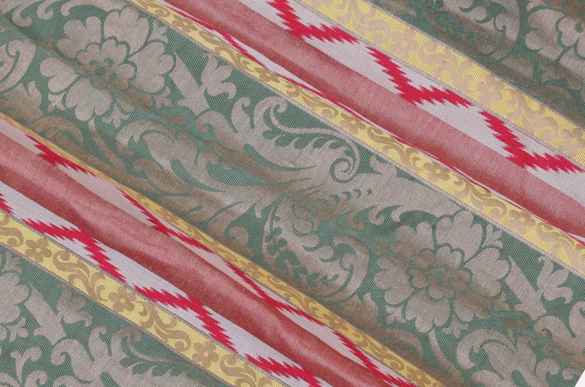 Two pairs of striped silk curtains,