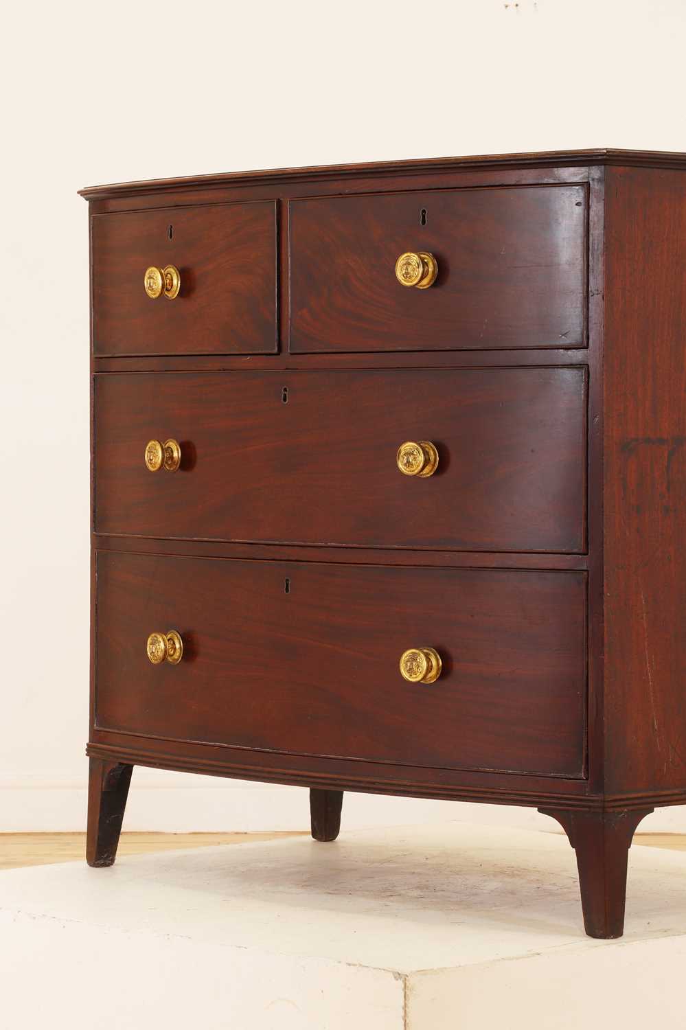 A George III mahogany bow fronted commode, - Image 2 of 16