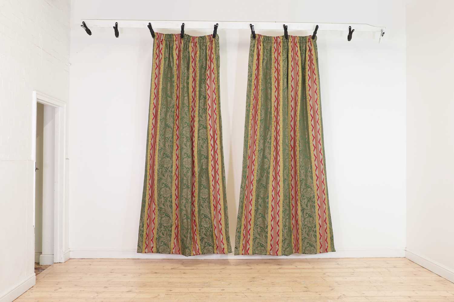 Two pairs of striped silk curtains, - Image 5 of 9