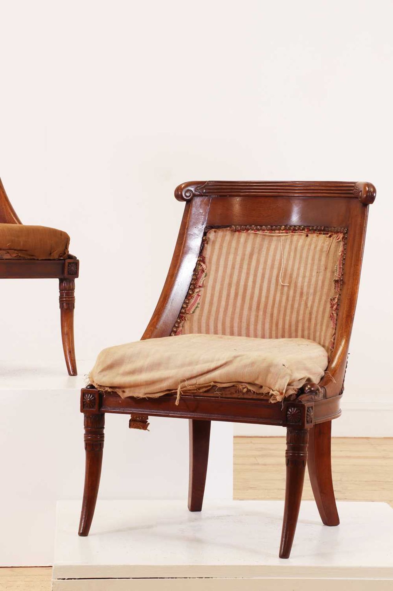 A pair of Charles X mahogany low chairs, - Image 6 of 7