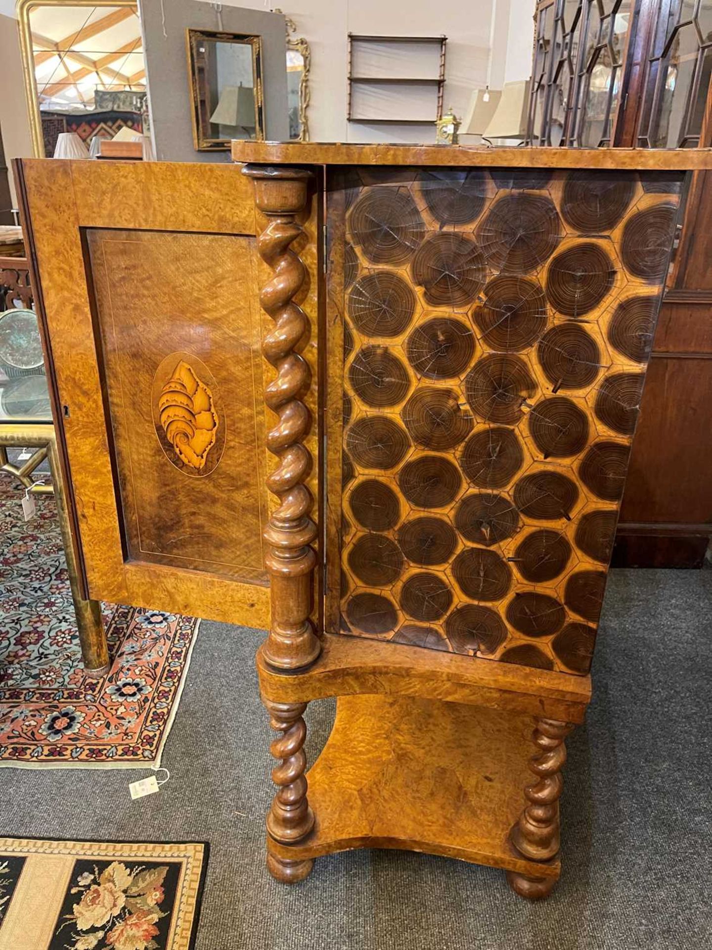 An oyster-veneered laburnum, maple and walnut collector's cabinet, - Image 8 of 33