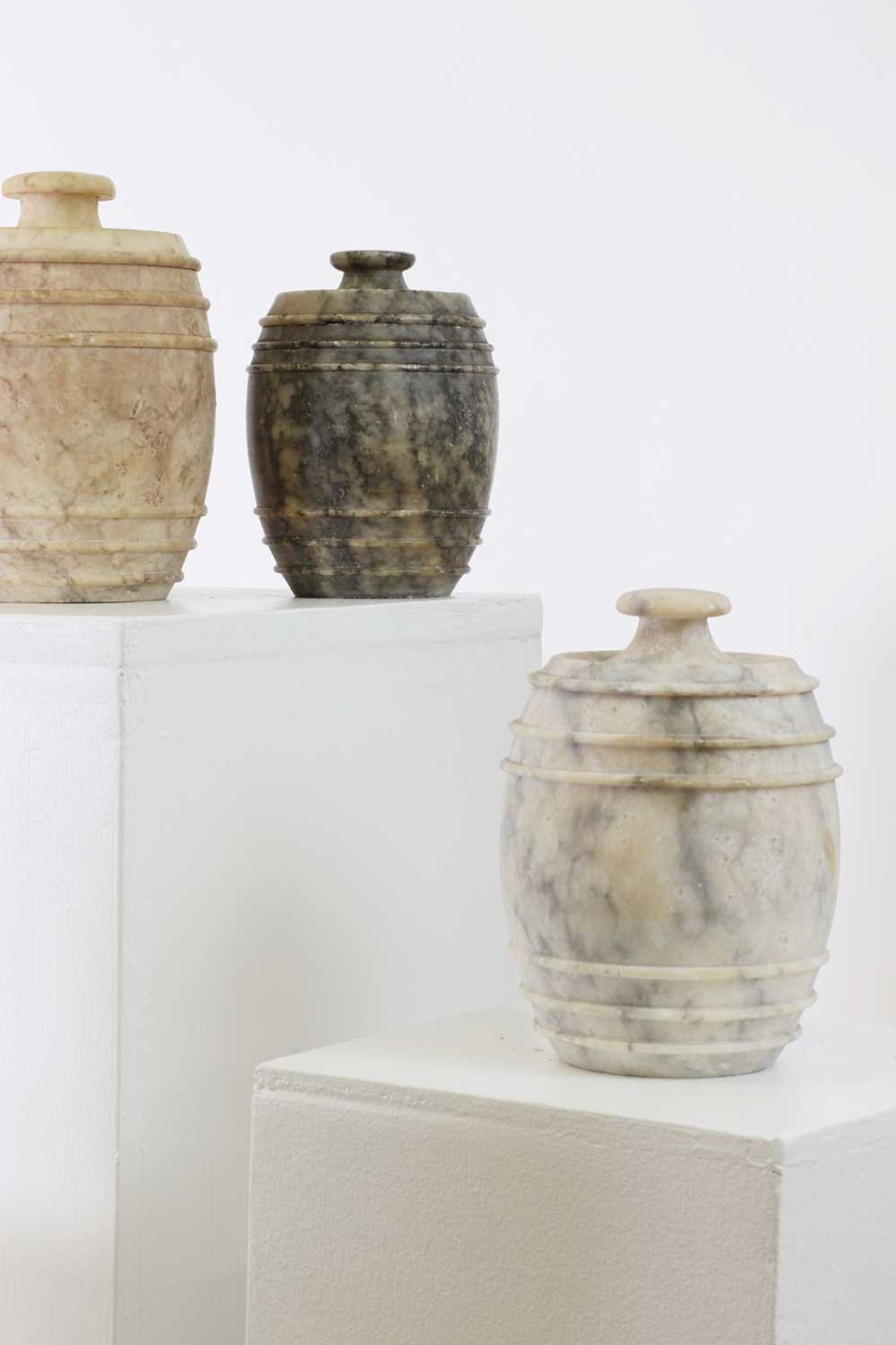 Five carved alabaster jars and covers, - Image 5 of 6