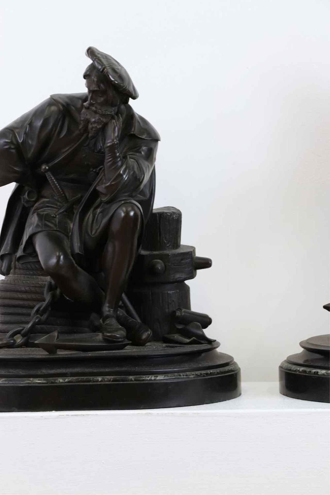 A pair of bronze figures of Columbus and Galileo, - Image 9 of 9