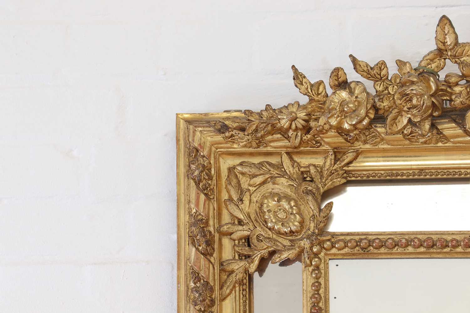 A Louis XVI-style giltwood and gesso overmantel mirror, - Image 6 of 24