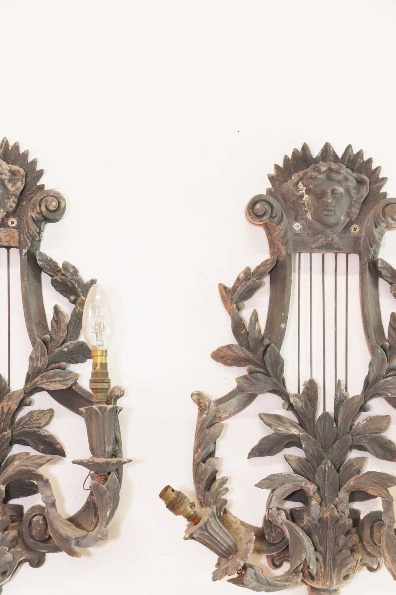 A pair of Gustavian-style painted composition wall lights, - Image 6 of 7