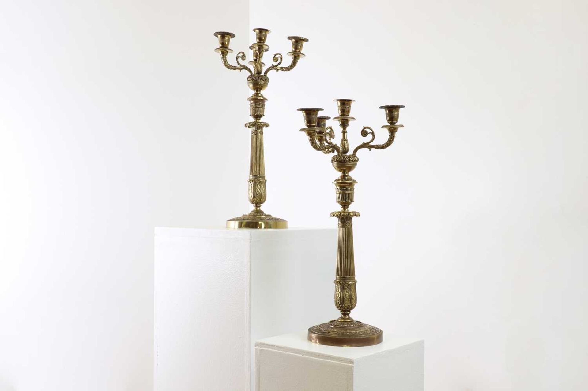A pair of gilt-metal Empire-style candelabra, - Image 8 of 10