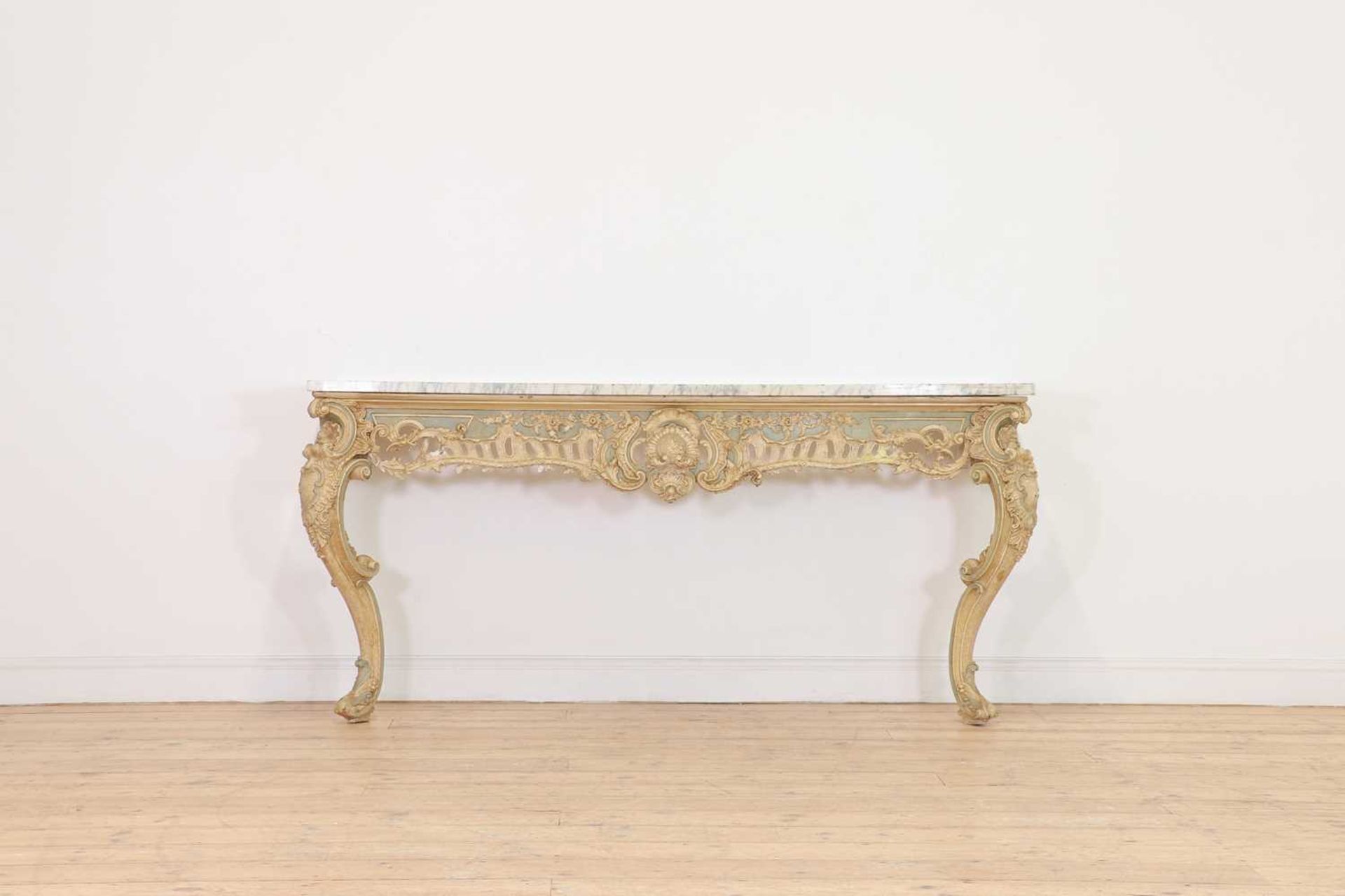 A carved and painted pine console table, - Image 5 of 10