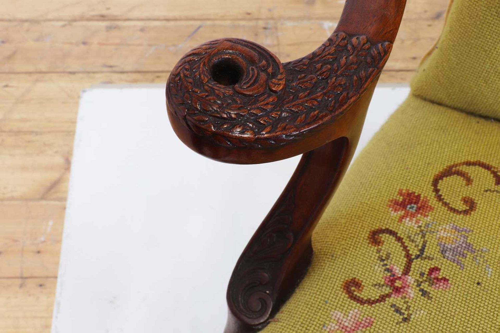 A George II-style walnut elbow chair, - Image 5 of 11