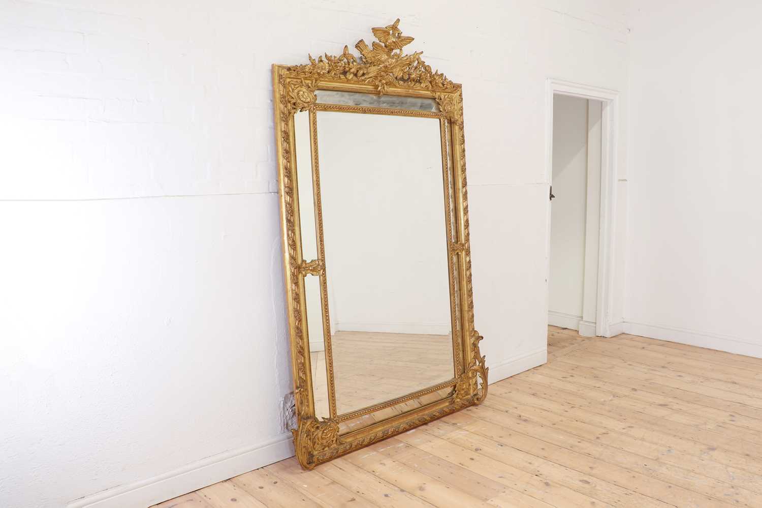 A Louis XVI-style giltwood and gesso overmantel mirror, - Image 2 of 24