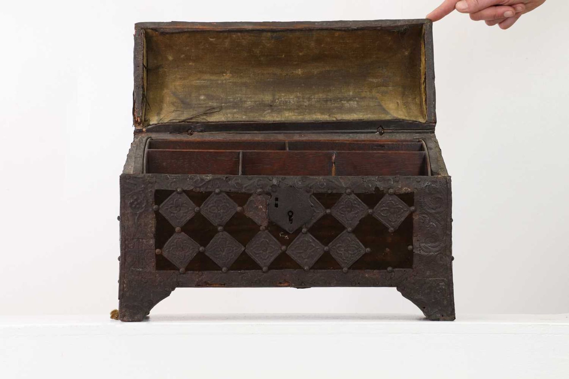 A studded metal-clad table casket, - Image 6 of 7