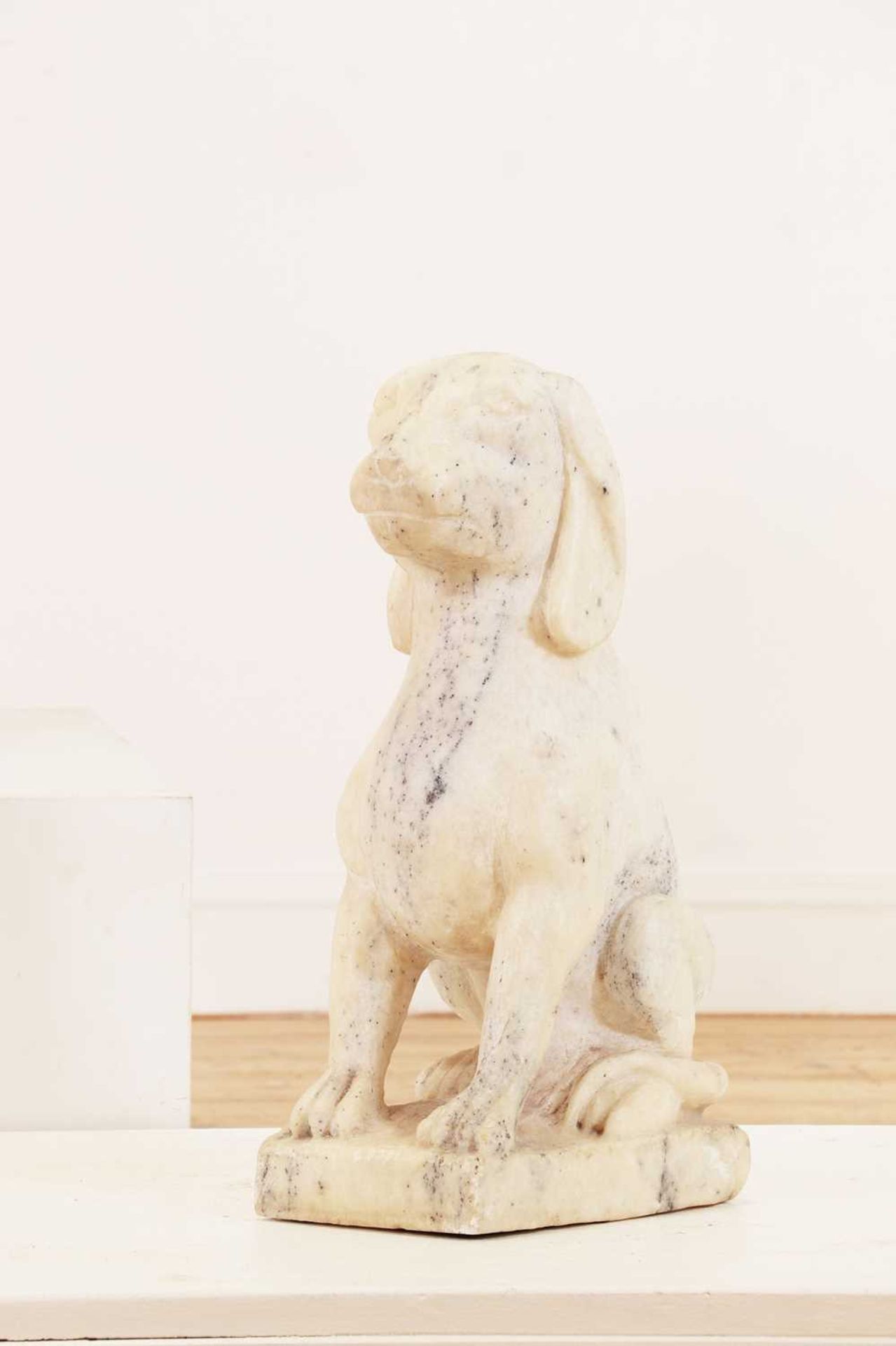 A pair of Carrara marble dogs, - Image 4 of 5