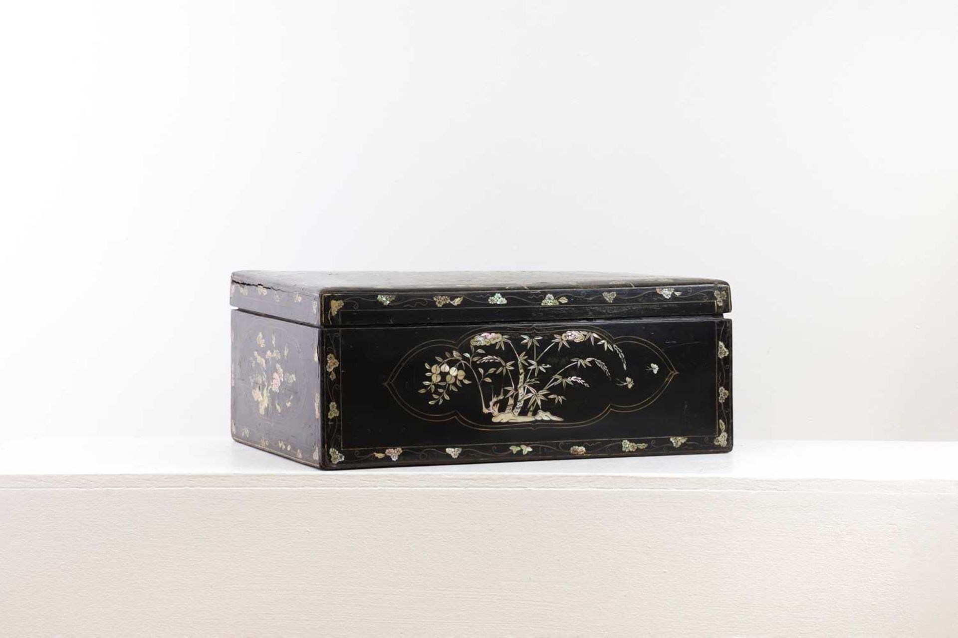 A black-lacquered and mother-of-pearl inlaid collector's box,