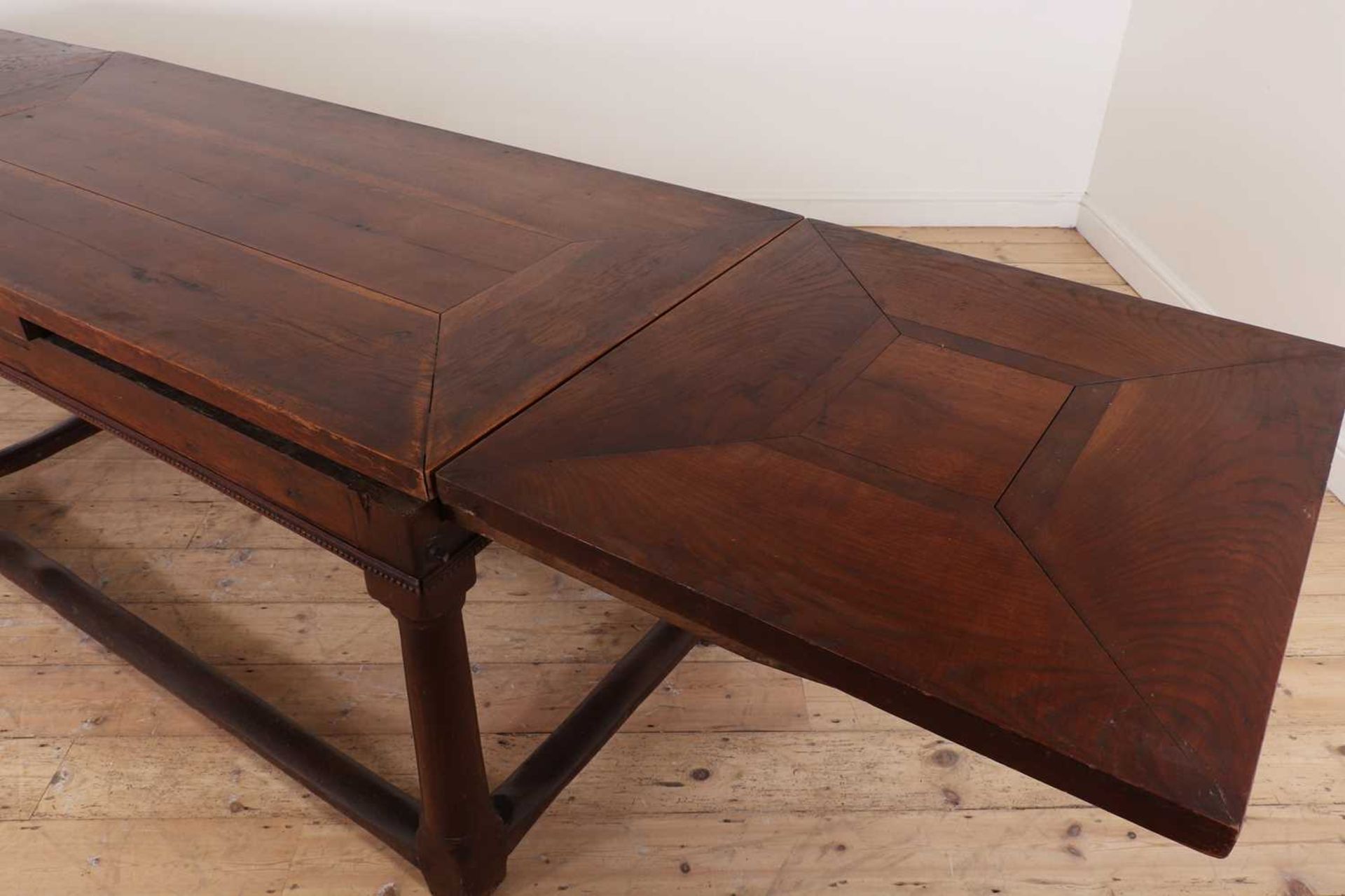 An oak draw-leaf refectory table, - Image 9 of 11