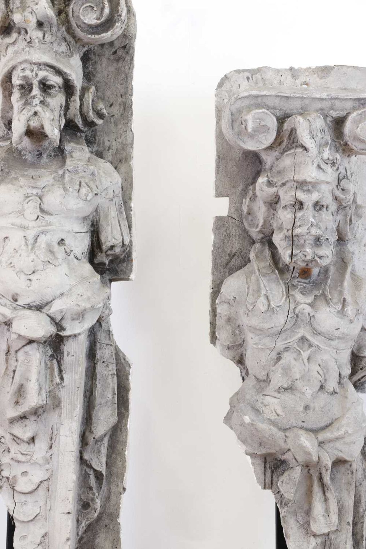 Two Renaissance-style plaster figural corbels, - Image 5 of 6