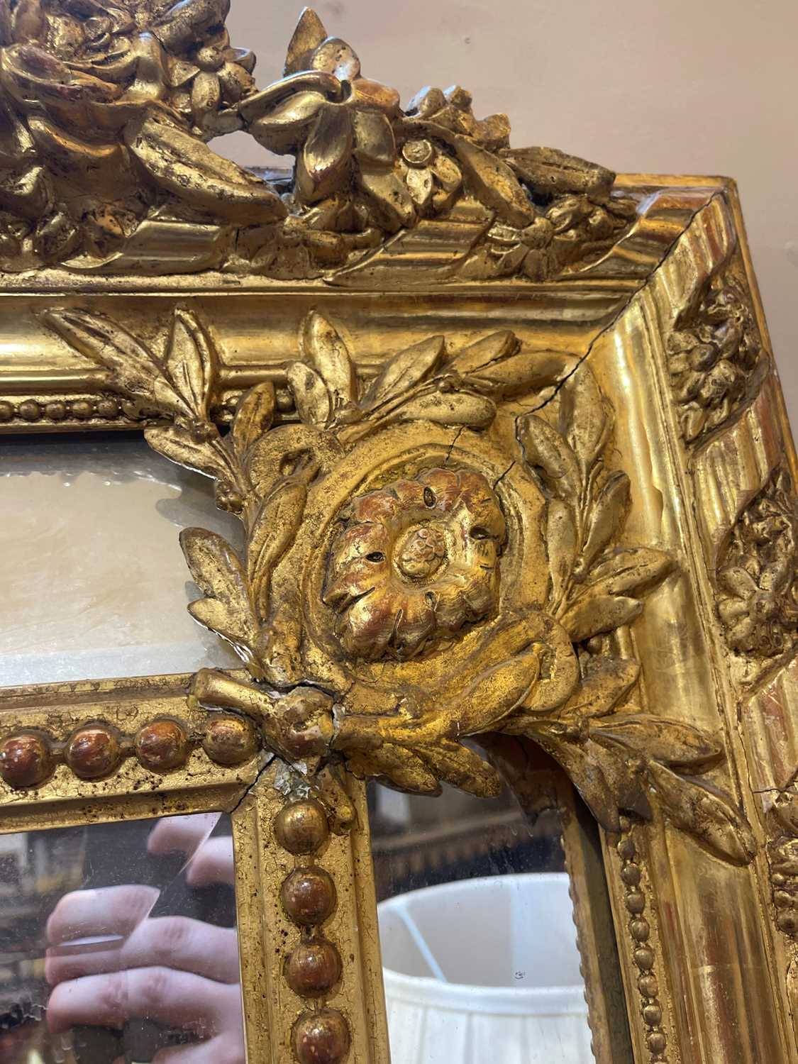 A Louis XVI-style giltwood and gesso overmantel mirror, - Image 21 of 24
